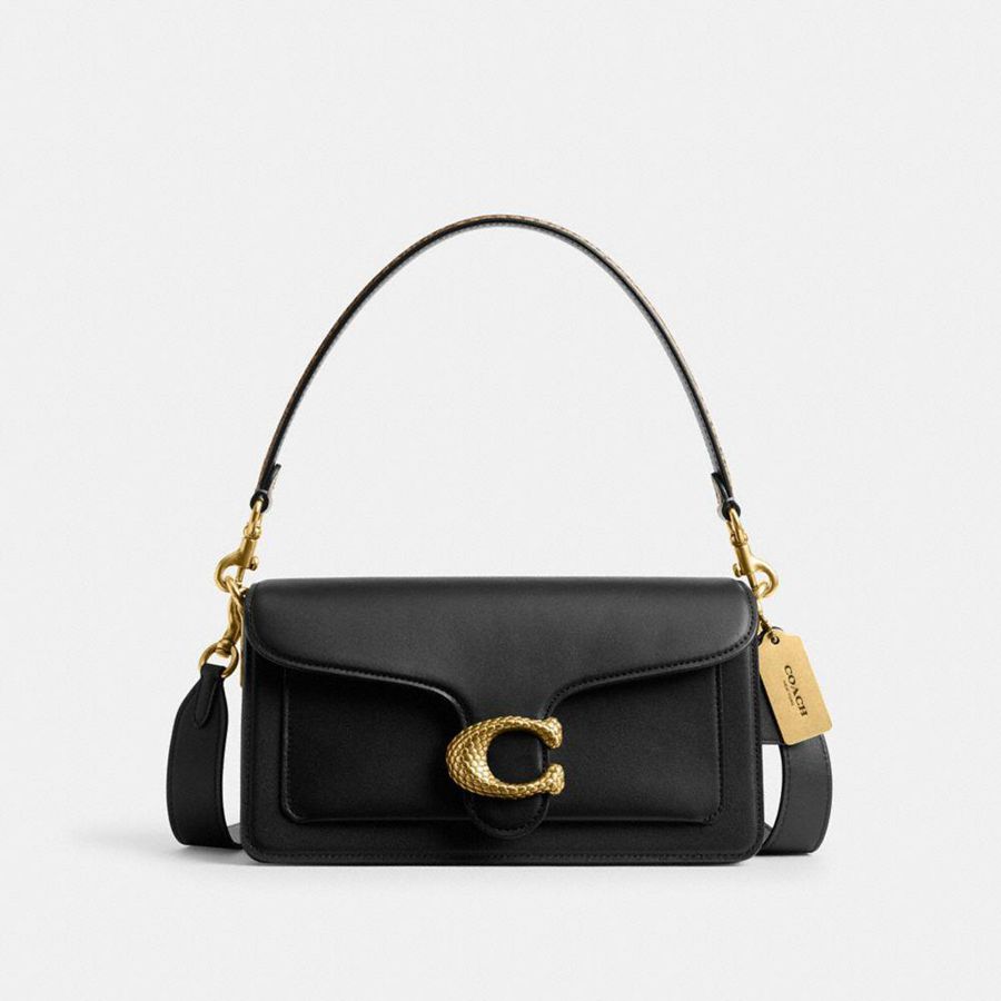COACH® New Year Tabby 26 With Snakeskin Detail Women Shoulder Bag Black | WLMV32960