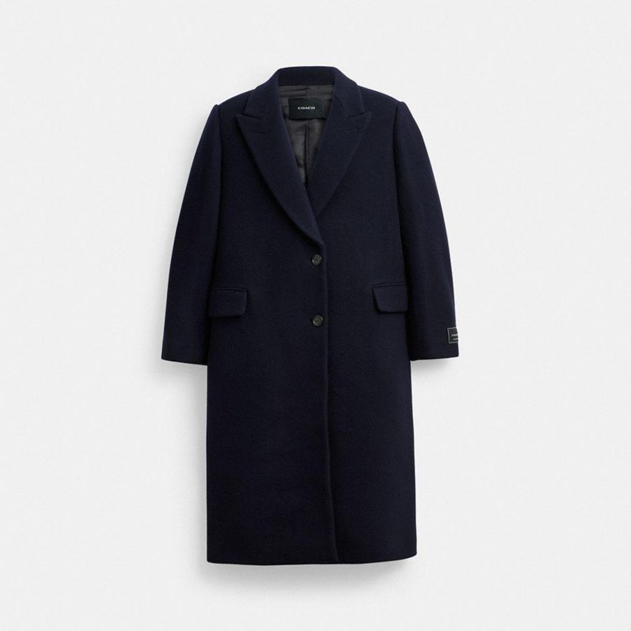 COACH® Oversized Wool Women Coat Navy | BYEW41956