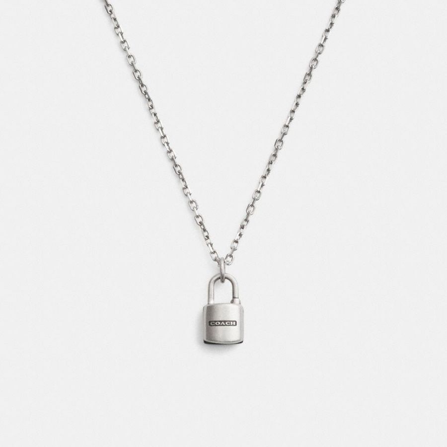 COACH® Padlock Pendant Necklace Women Jewelry Silver | YRLI69753