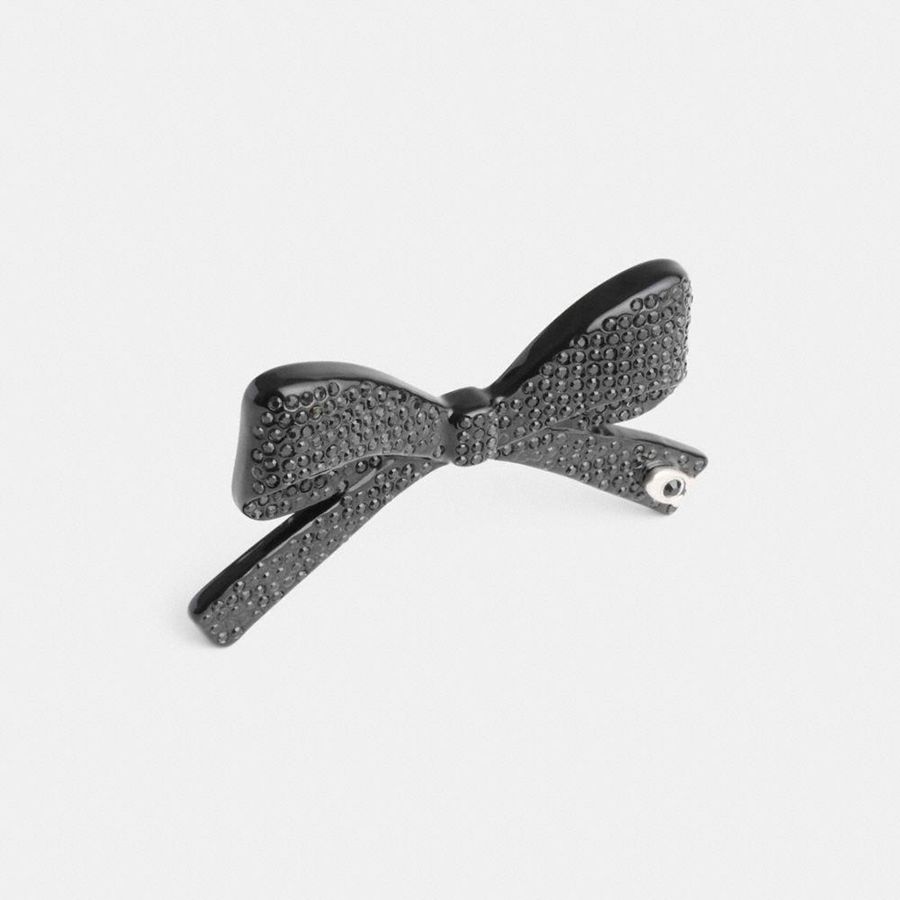 COACH® Pavé Bow Barrette Women Jewelry Black | JFMX43206
