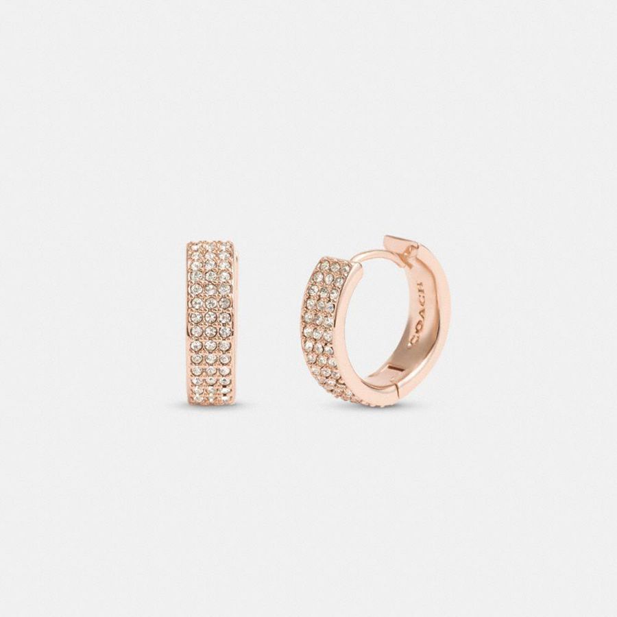 COACH® Pavé Huggie Earrings Women Jewelry Gold | NRFL31054