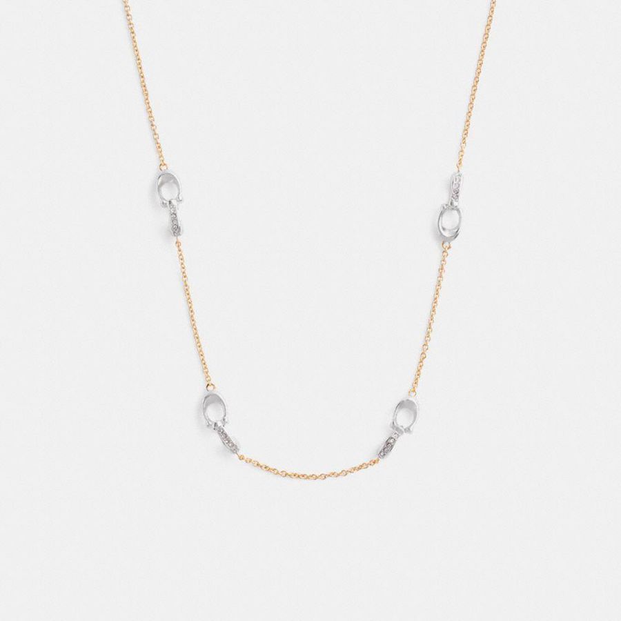 COACH® Pavé Signature Chain Necklace Women Jewelry Gold | YVMS54183