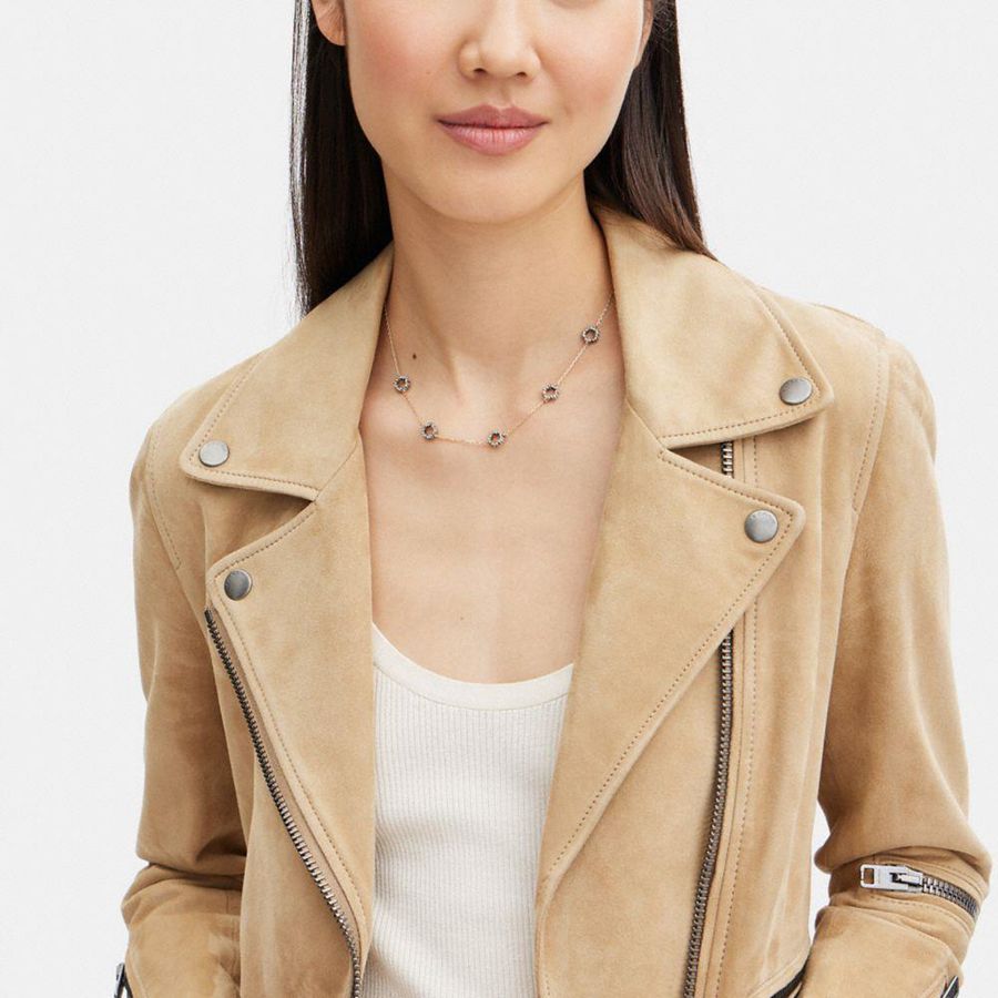 COACH® Pavé Tea Rose Necklace Women Jewelry Gold | SHJI89024