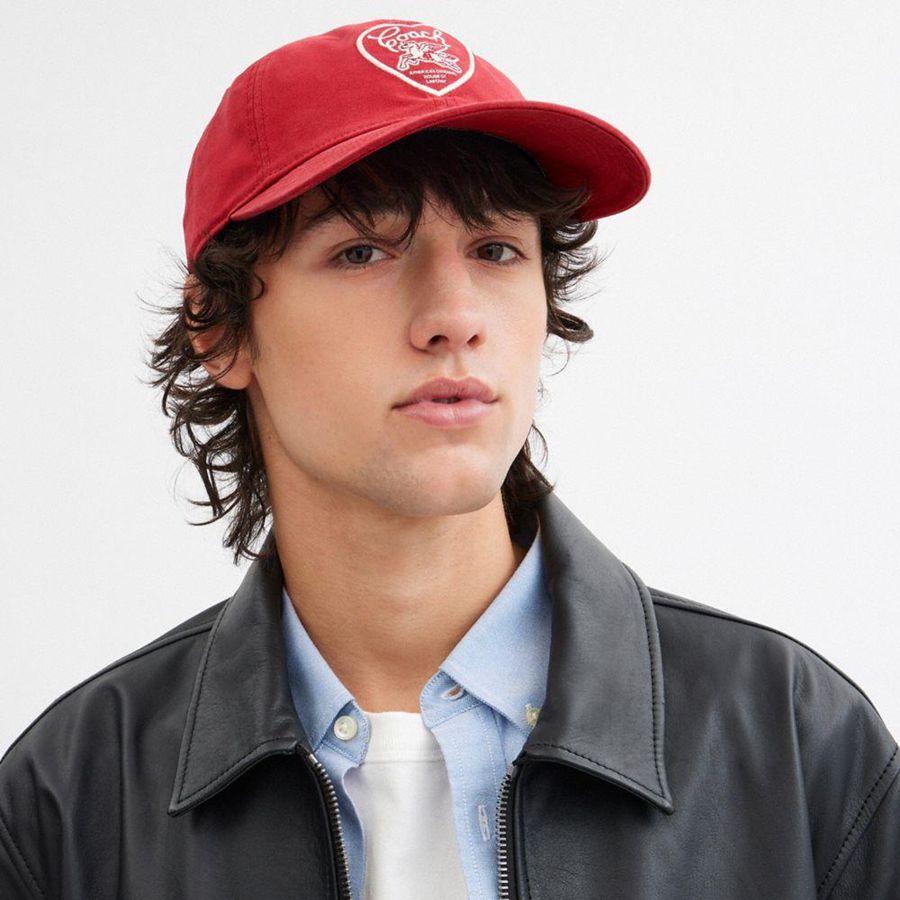 COACH® Pegasus Print Baseball Men Hat Red | ALYZ03652