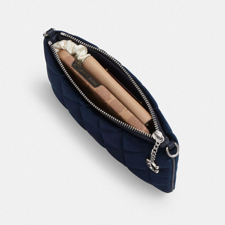 COACH® Pouch With Quilting Women Crossbody Bag Navy | HOMN65420