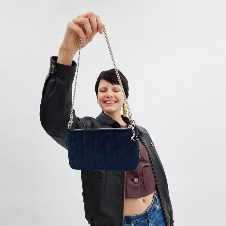 COACH® Pouch With Quilting Women Crossbody Bag Navy | HOMN65420