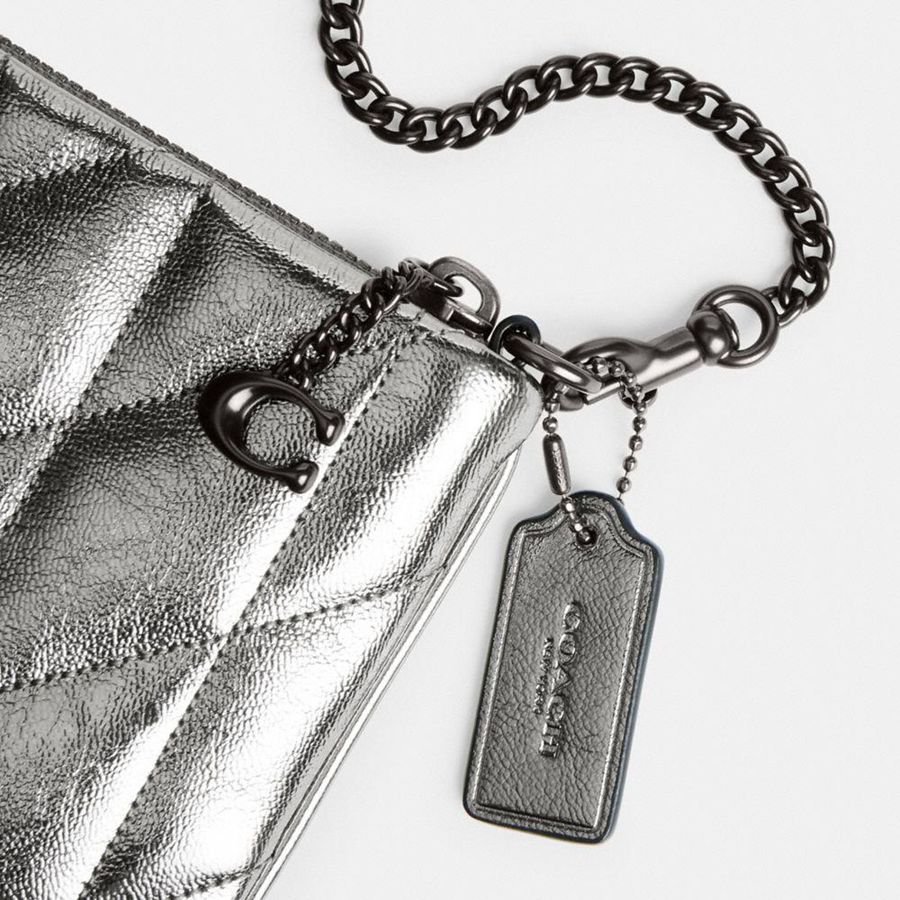 COACH® Pouch With Quilting Women Crossbody Bag Silver | IXUT61827