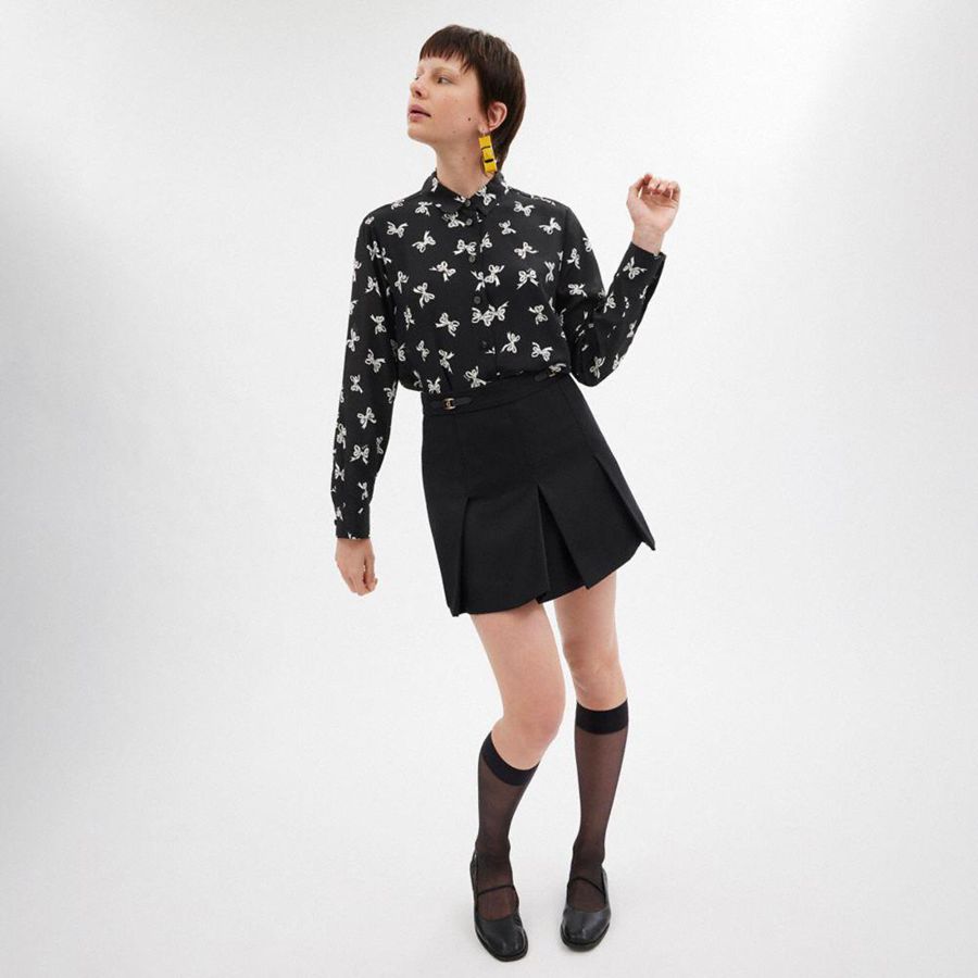 COACH® Printed Blouse Women Shirt Black | SOYH81062