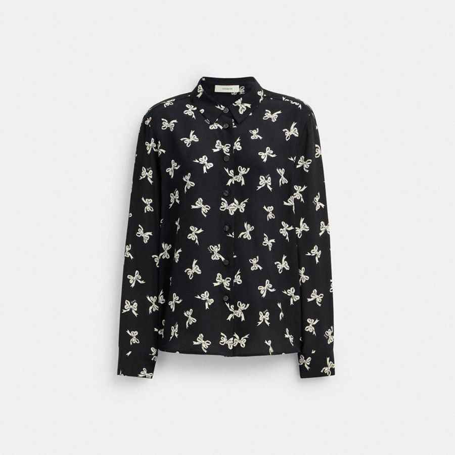 COACH® Printed Blouse Women Shirt Black | SOYH81062