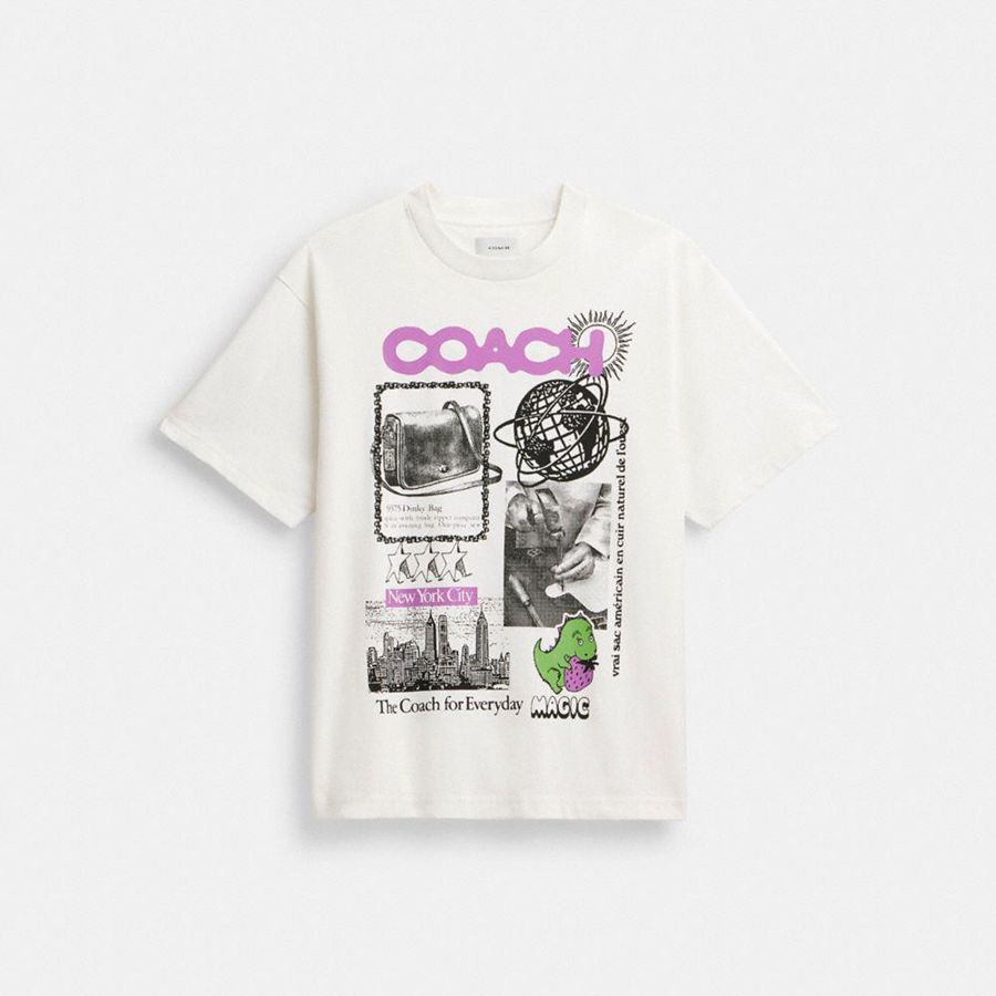 COACH® Relaxed Graphic In Organic Cotton Women T-Shirt White | KMYS12708
