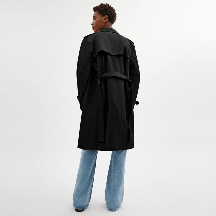 COACH® Relaxed Trench Coat Men Jacket Black | AHCS71385