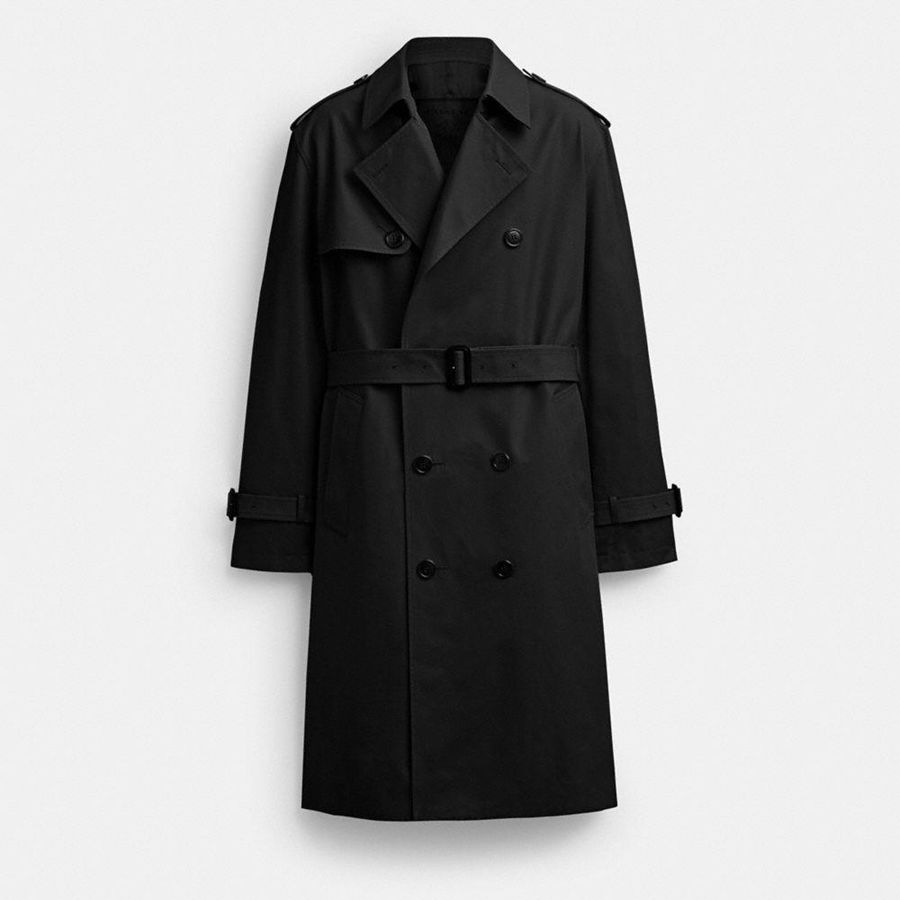 COACH® Relaxed Trench Coat Men Jacket Black | AHCS71385