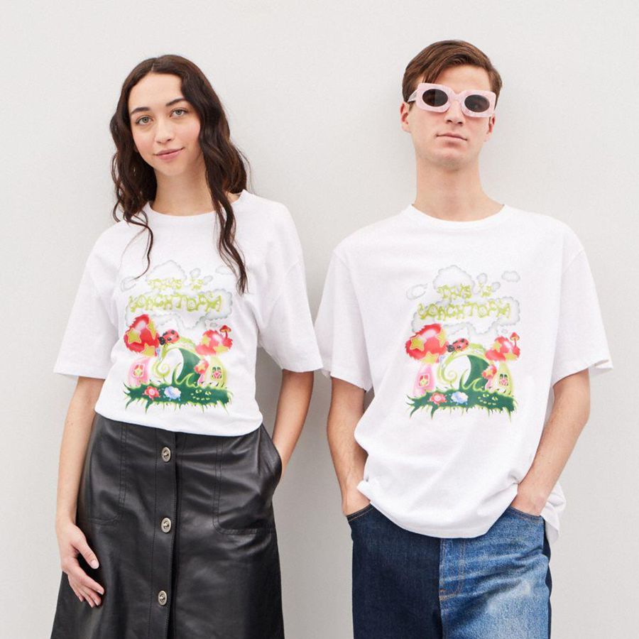 COACH® Relaxed With This Is Coachtopia Print Men T-Shirt White | LKUJ57982