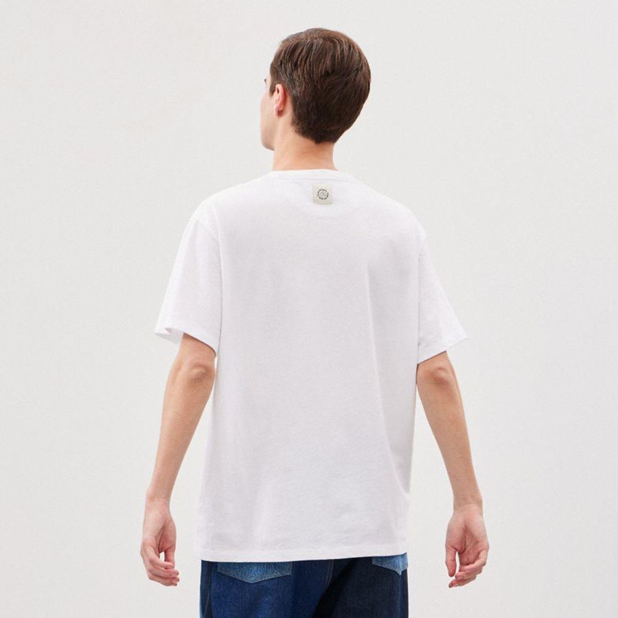 COACH® Relaxed With This Is Coachtopia Print Men T-Shirt White | LKUJ57982