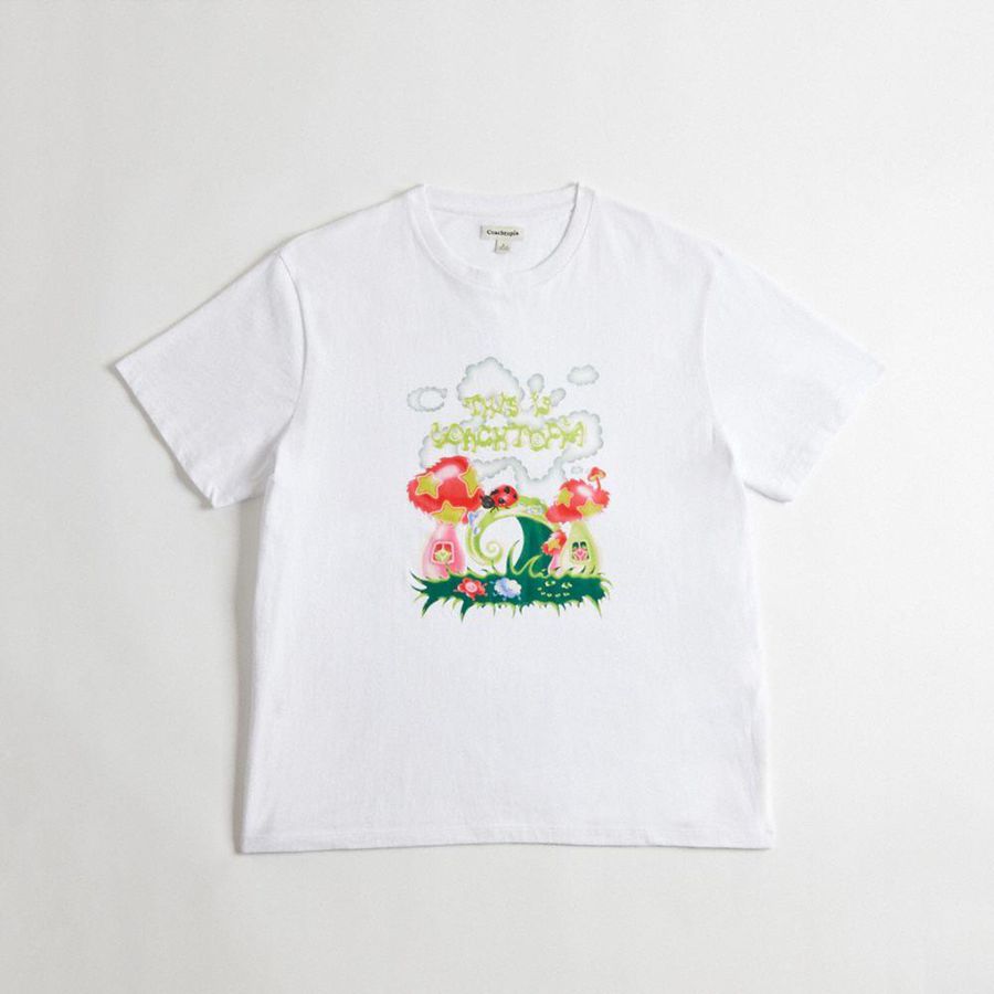 COACH® Relaxed With This Is Coachtopia Print Men T-Shirt White | LKUJ57982
