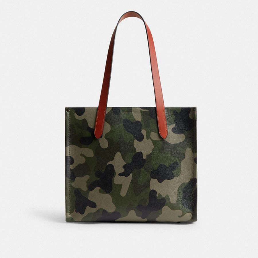 COACH® Relay 34 With Camo Print And Coach Graphic Women Tote Bags Green | XAND15248