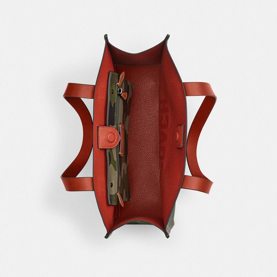 COACH® Relay 34 With Camo Print And Coach Graphic Women Tote Bags Green | XAND15248