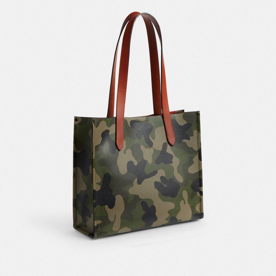 COACH® Relay 34 With Camo Print And Coach Graphic Women Tote Bags Green | XAND15248
