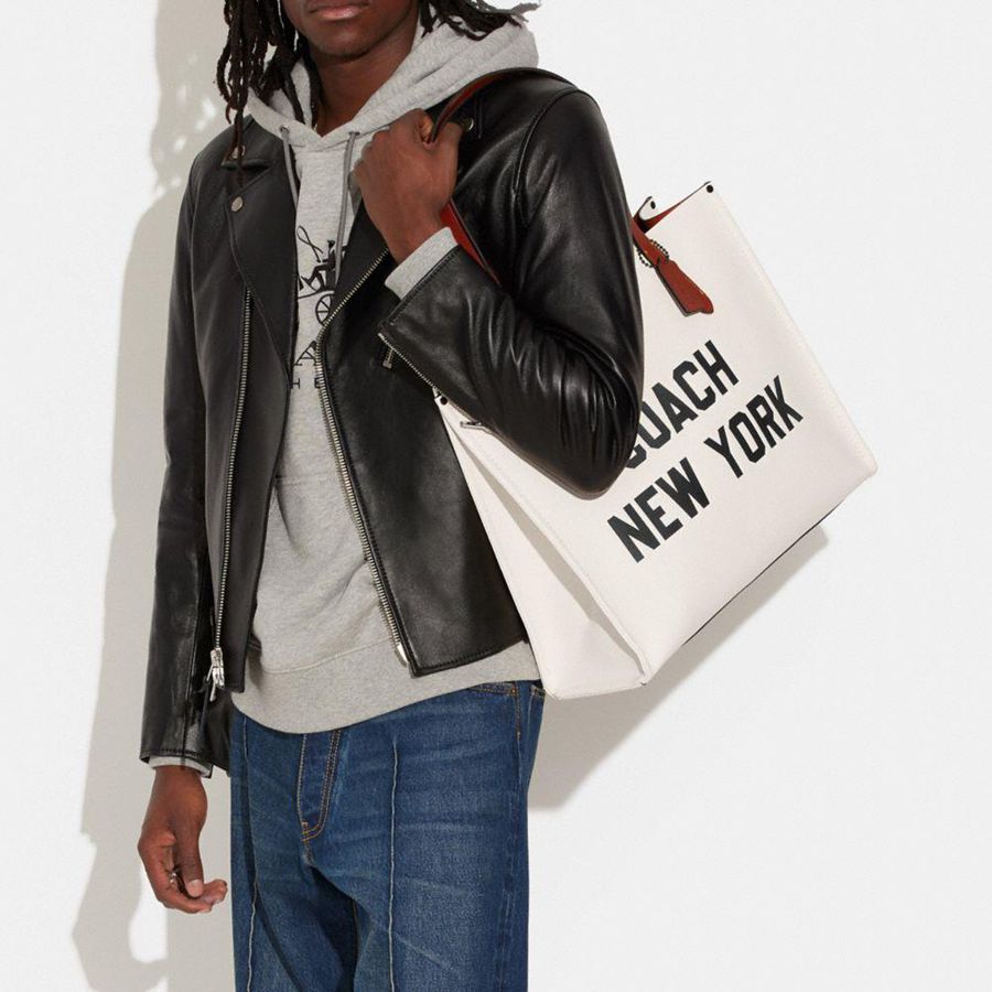 COACH® Relay With Coach Graphic Men Tote Bags White | ZXBK30487