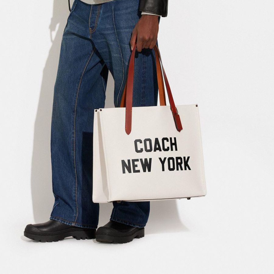 COACH® Relay With Coach Graphic Men Tote Bags White | ZXBK30487