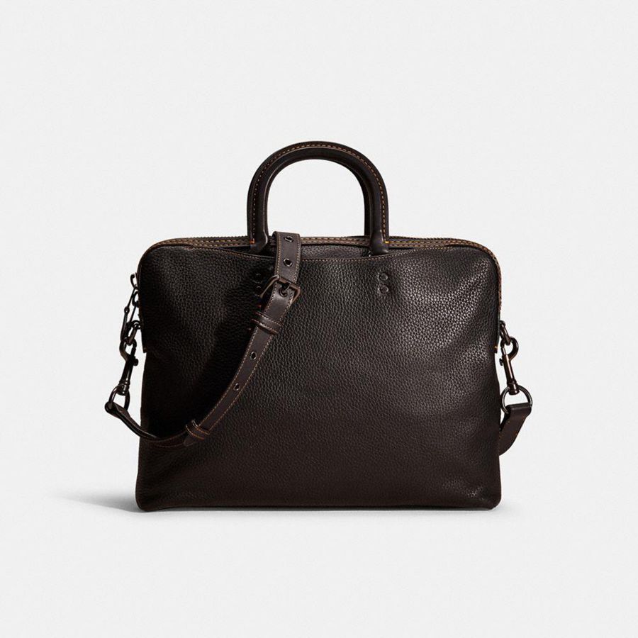 COACH® Restored Rogue Slim Brief Women Tote Bags Black | XUTQ25849