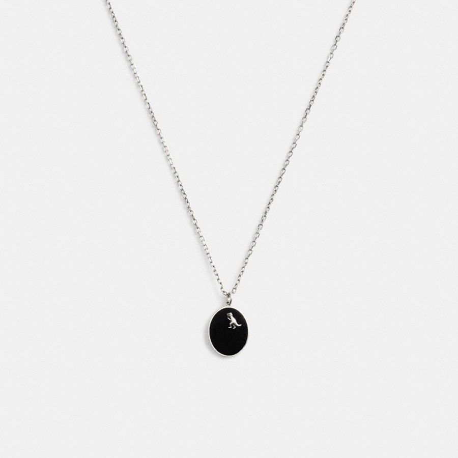 COACH® Rexy Coin Pendant Necklace Men Jewelry Silver | PQAW27941
