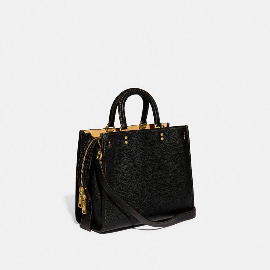 COACH® Rogue In Regenerative Leather Women Tote Bags Black | LWUE94837