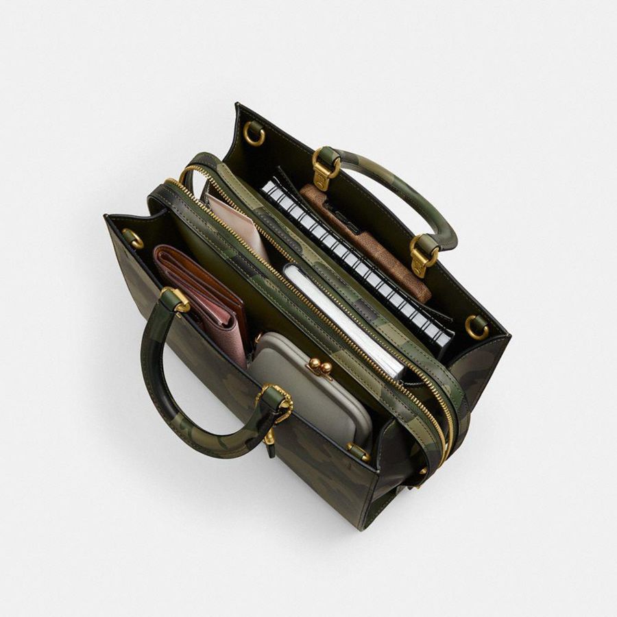 COACH® Rogue With Camo Print Women Tote Bags Green | QOEH97350