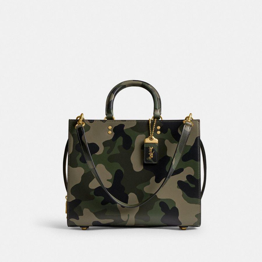 COACH® Rogue With Camo Print Women Tote Bags Green | QOEH97350