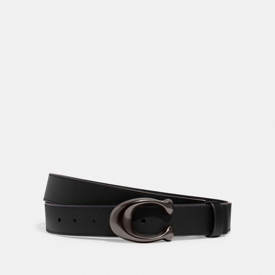 COACH® Sculpted C Buckle Cut To Size Reversible, 32 Mm Women Belts Black | XGQF32547