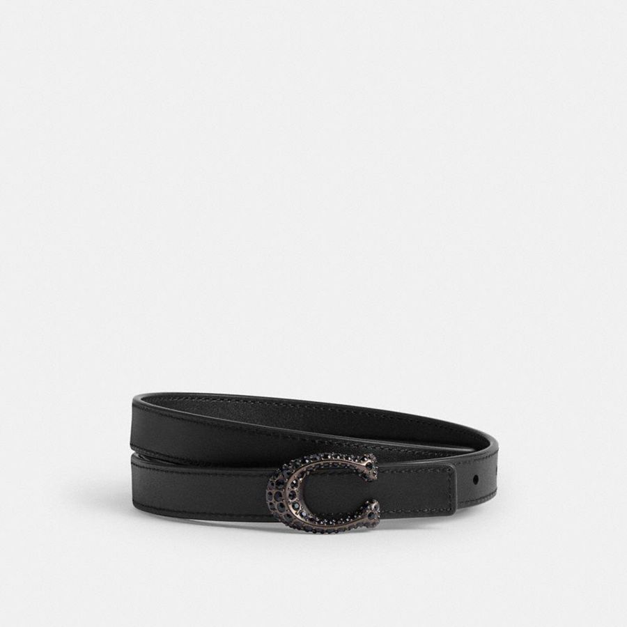 COACH® Sculpted Signature Buckle Reversible, 20 Mm Women Belts Black | UTAH24356