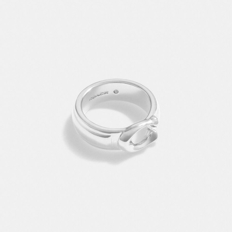 COACH® Sculpted Signature Ring Women Jewelry Silver | APDW56720