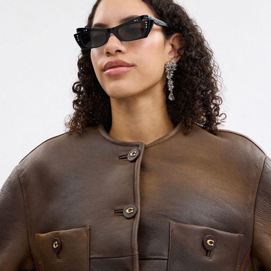 COACH® Shearling Cardigan Women Jacket Brown | UFKB61798