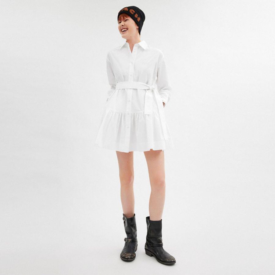 COACH® Shirt In Organic Cotton Women Dress White | LPEX73219