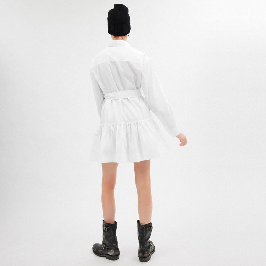COACH® Shirt In Organic Cotton Women Dress White | LPEX73219