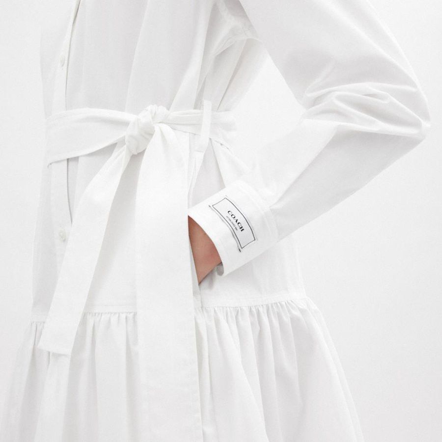 COACH® Shirt In Organic Cotton Women Dress White | LPEX73219