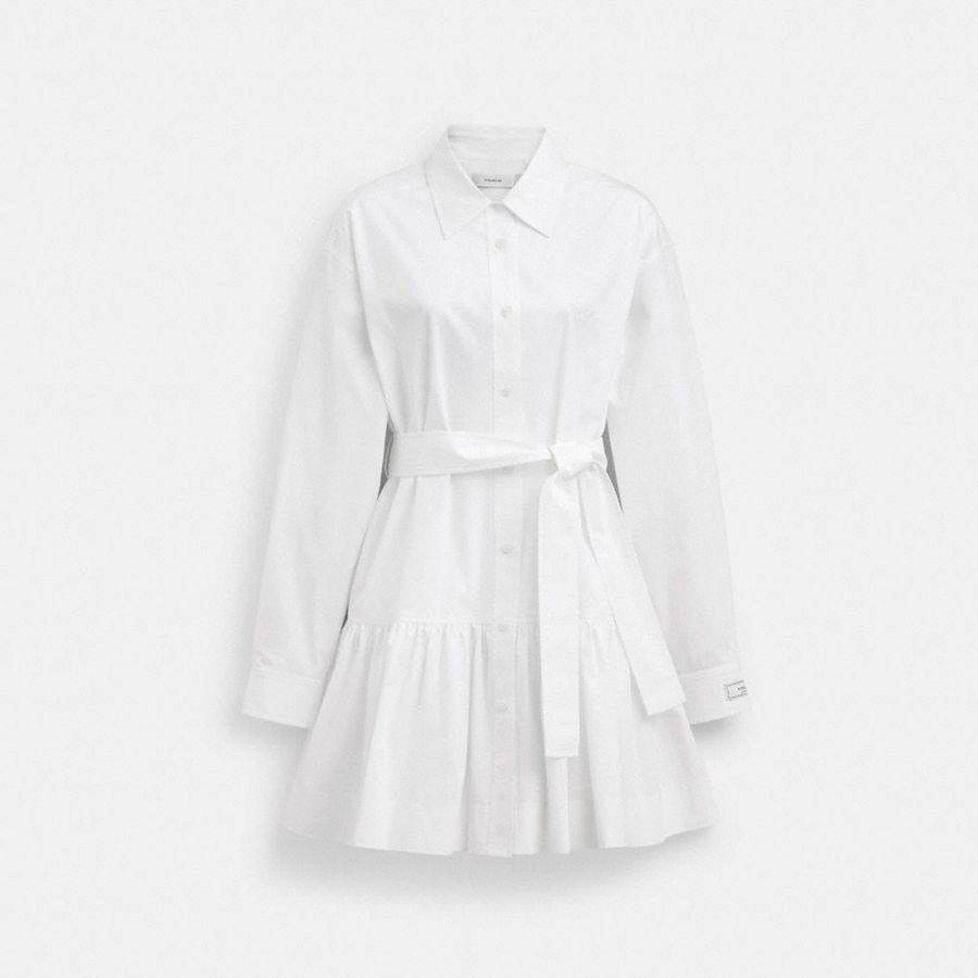 COACH® Shirt In Organic Cotton Women Dress White | LPEX73219