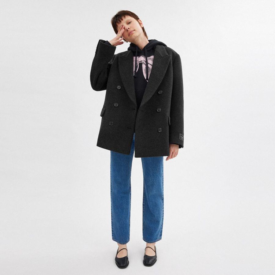COACH® Short Women Coat Grey | TYBZ39065