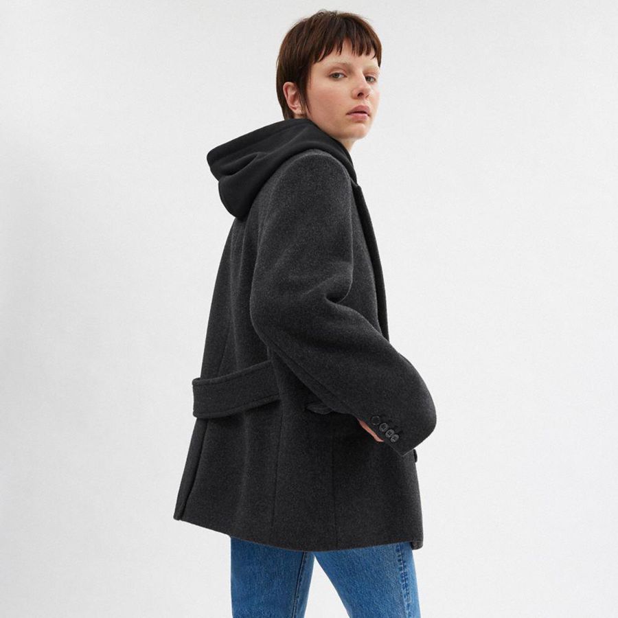 COACH® Short Women Coat Grey | TYBZ39065