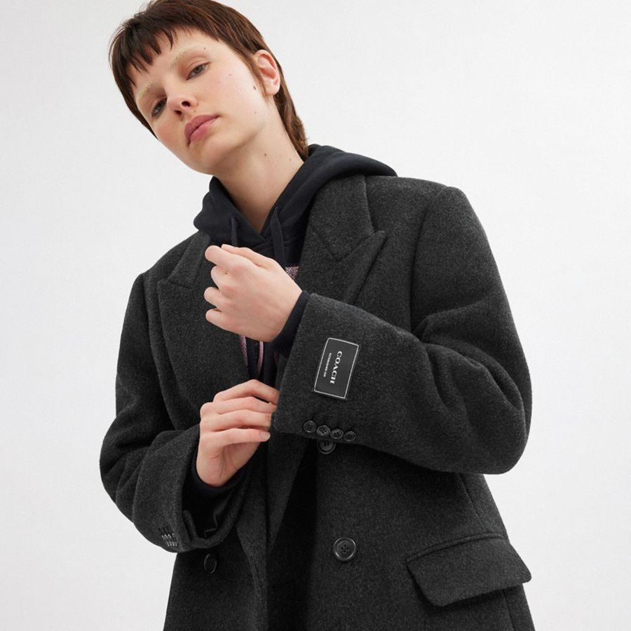 COACH® Short Women Coat Grey | TYBZ39065