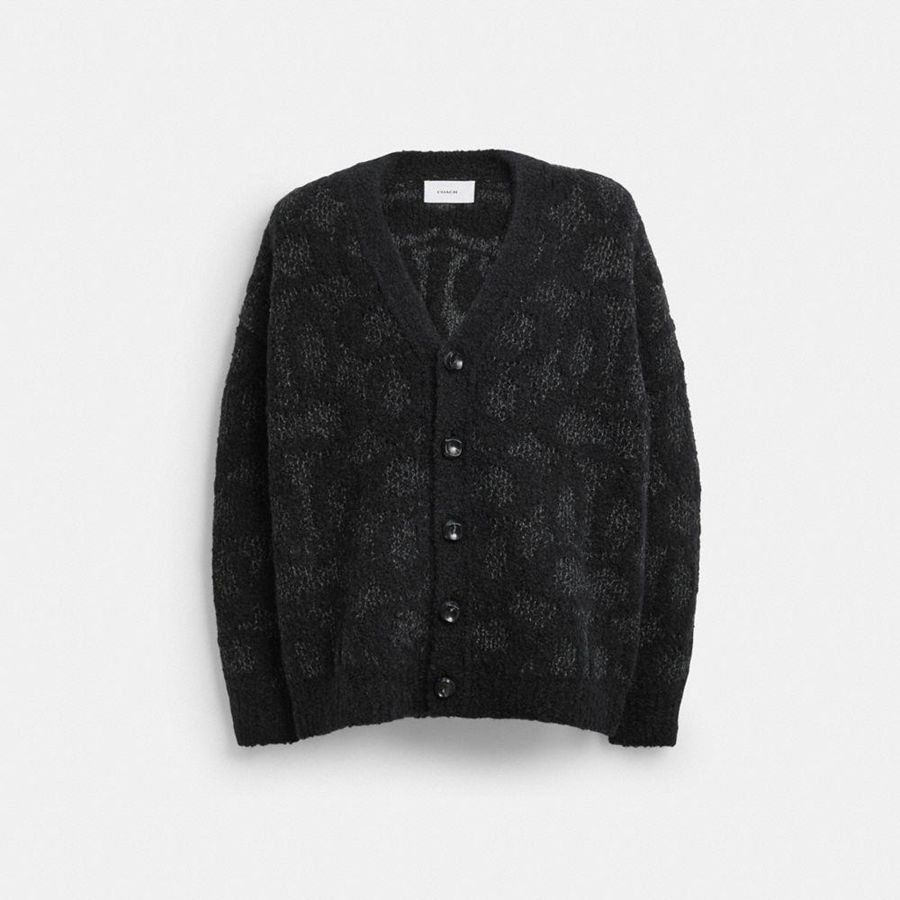 COACH® Signature Cardigan Women Sweater Grey | IDNH97105