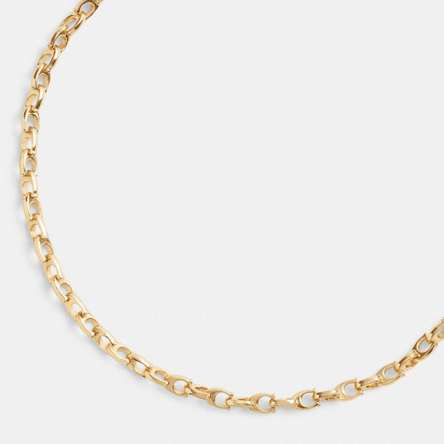 COACH® Signature Chain Link Choker Necklace Women Jewelry Gold | LDFI38504