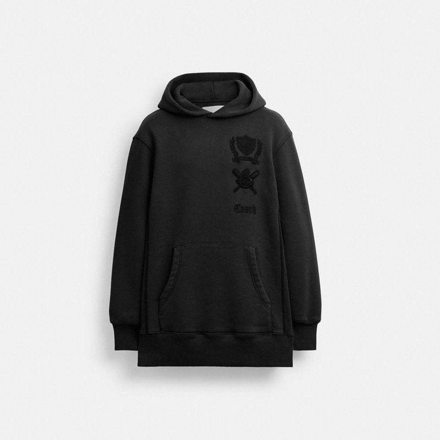 COACH® Signature Crest Hoodie In Organic Cotton Women Dress Black | IKHL51402