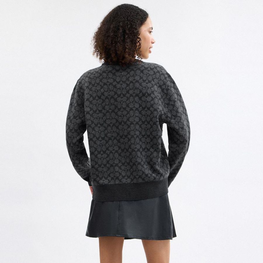 COACH® Signature Crewneck Men Sweater Grey | IVGY64018