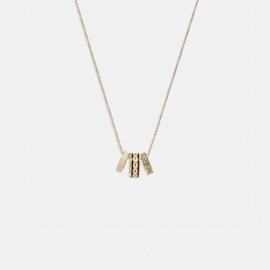 COACH® Signature Enamel Necklace Women Jewelry Gold | AHQF39028