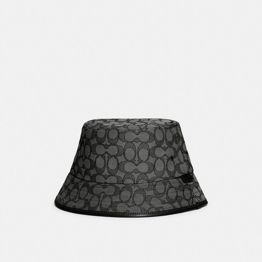 COACH® Signature Jacquard Bucket Men Hat Grey | NZQR98375