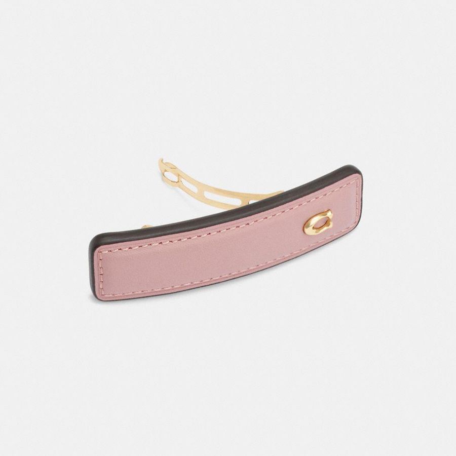 COACH® Signature Leather Barrette Women Jewelry Pink | HZOB50261
