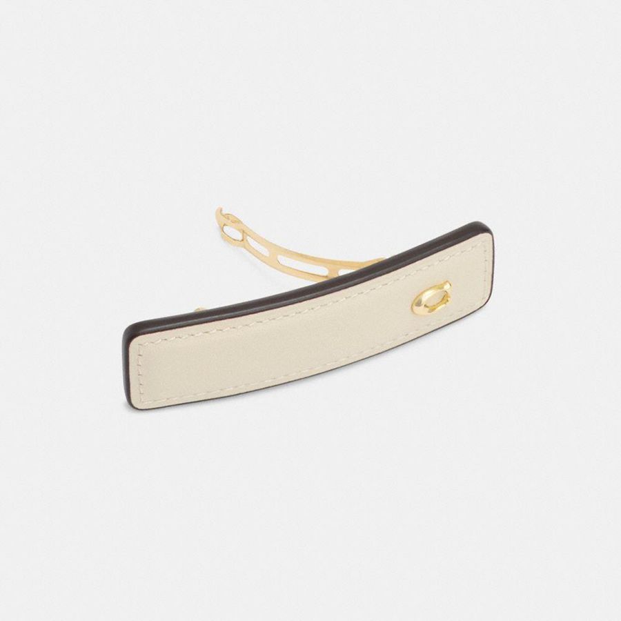 COACH® Signature Leather Barrette Women Jewelry White | KABW02187
