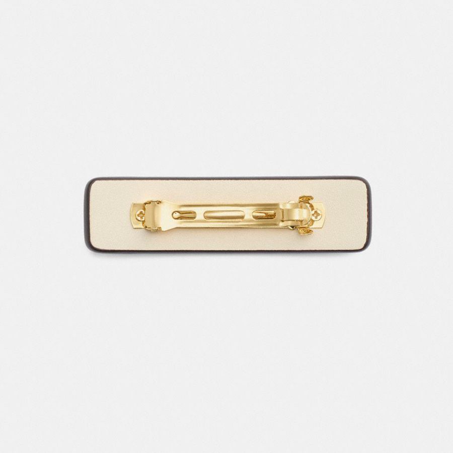 COACH® Signature Leather Barrette Women Jewelry White | KABW02187