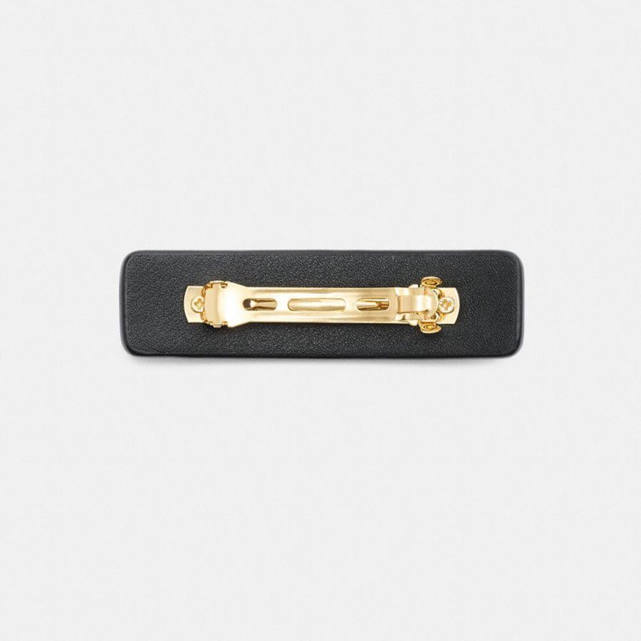 COACH® Signature Leather Barrette Women Jewelry Black | KZAJ75839